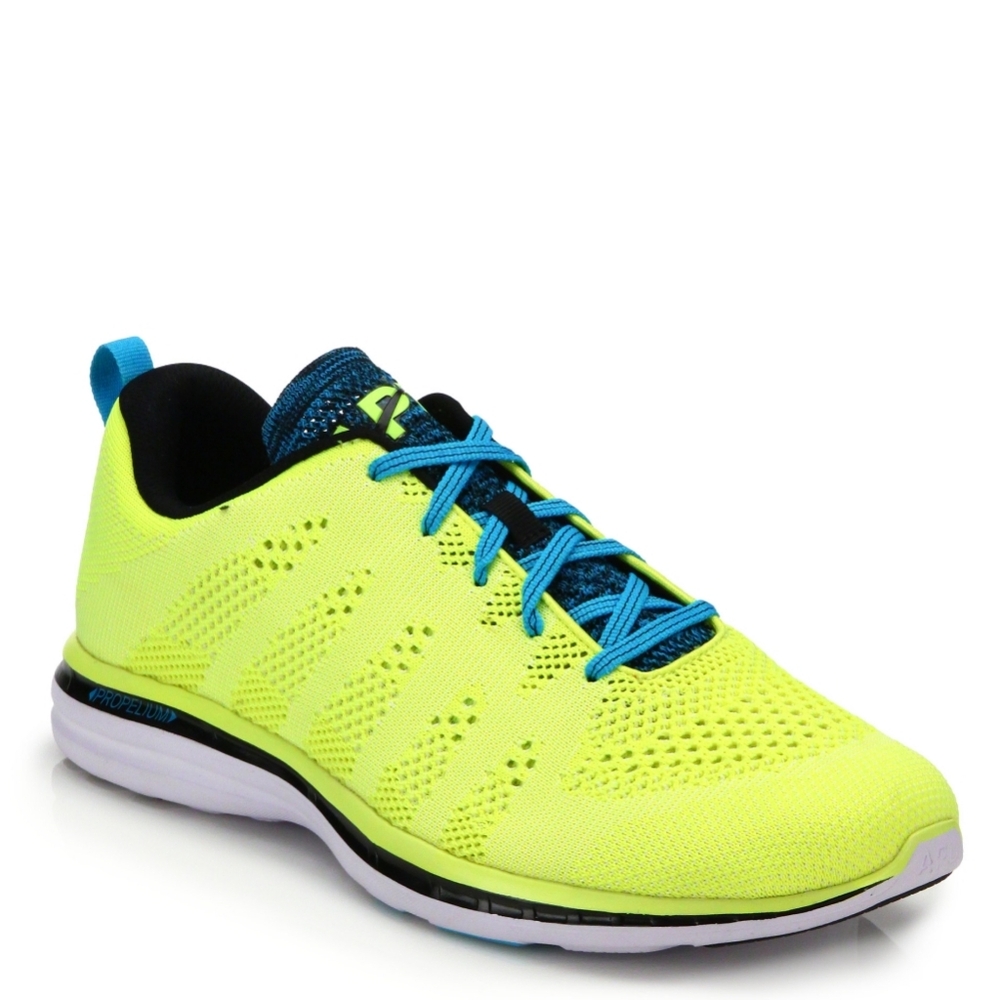 APL | Men's Techloom Pro Sneakers Glow in Dark Neon Energy/Black/Aqua Size 10.5